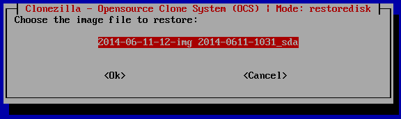 clonezilla choose diskimage2restore