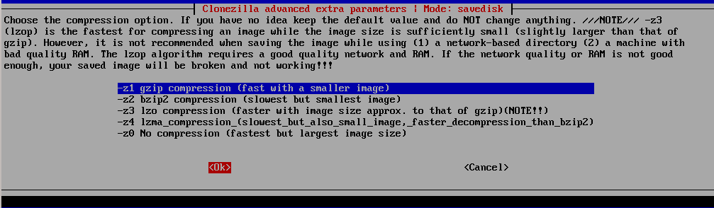 clonezilla compression