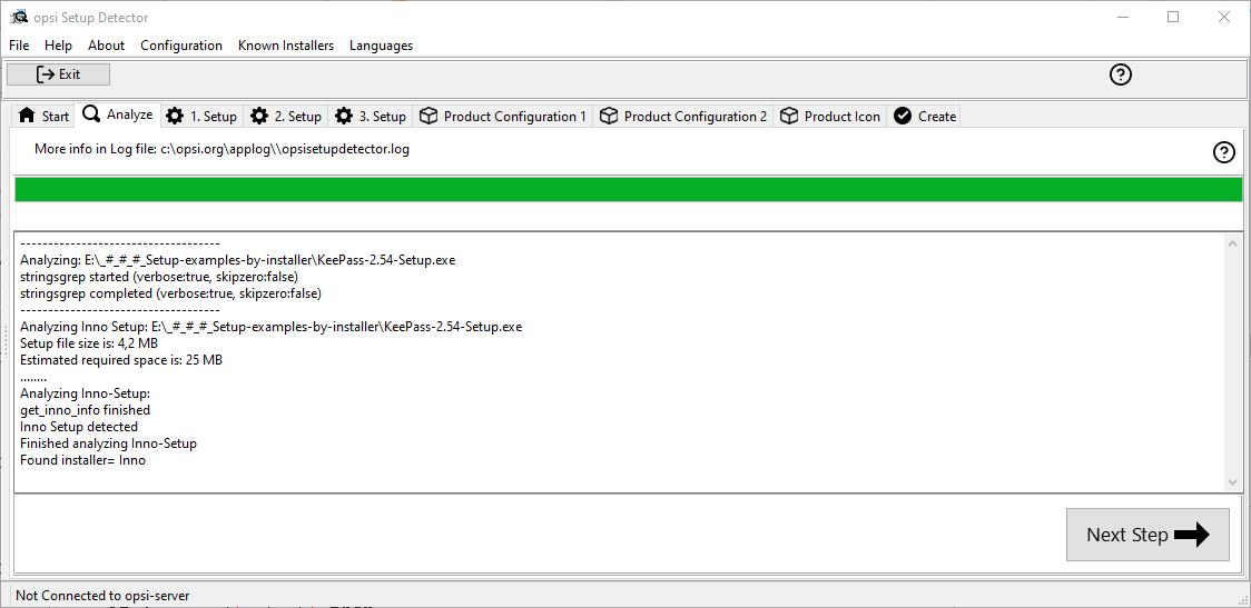 The *opsi-setup-detector* has successfully analyzed a File.