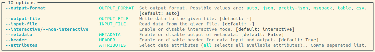 Output: opsi-cli io options