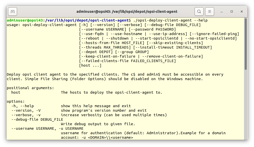 *opsi-deploy-client-agent*: Online Help