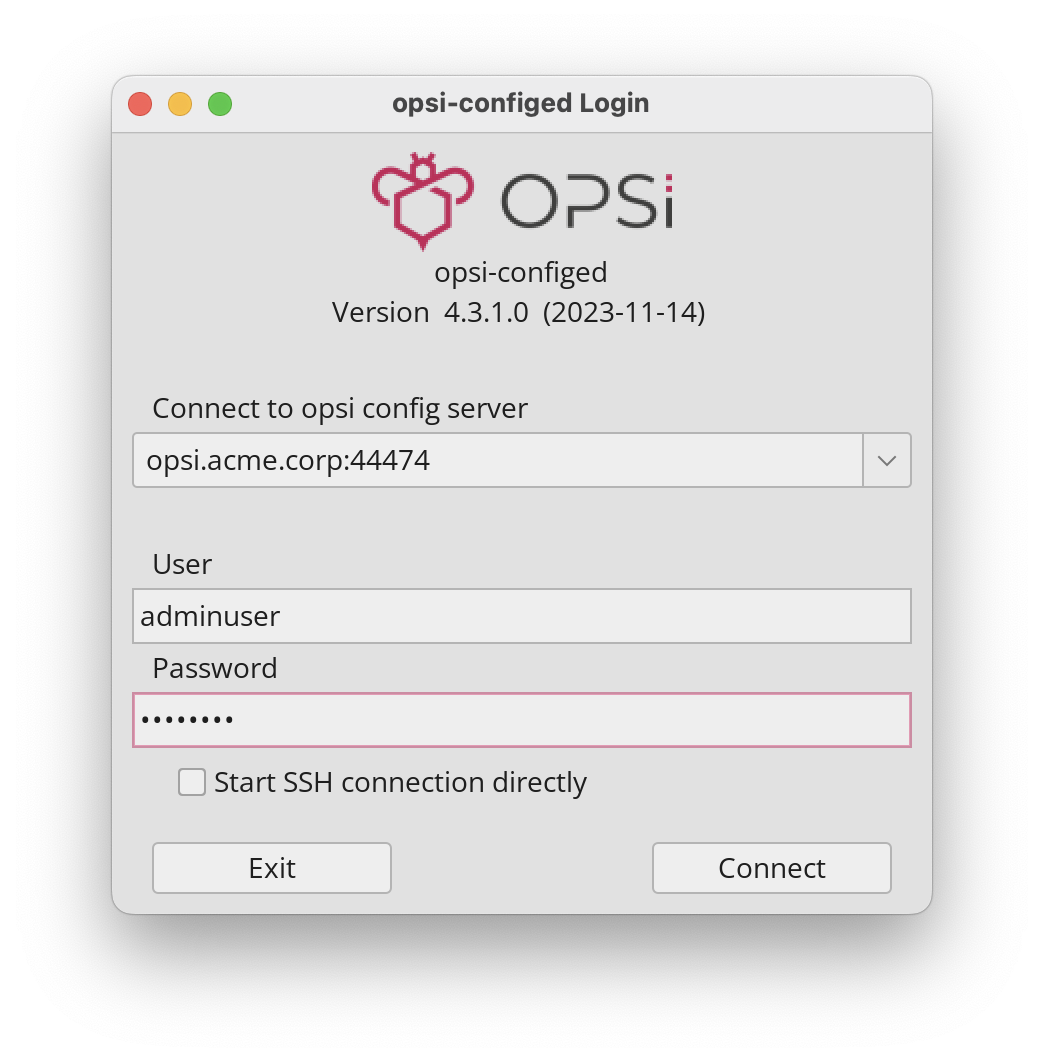 *opsi-configed*: Login Window