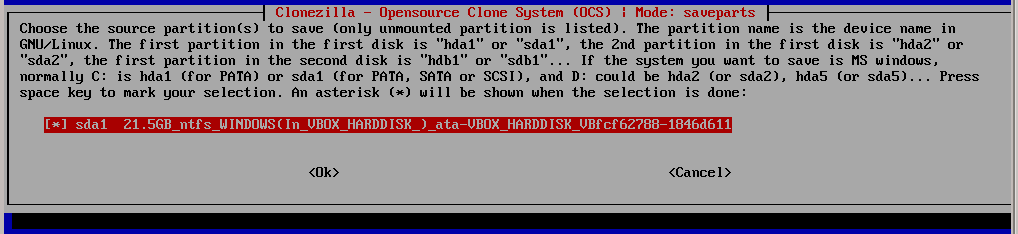 clonezilla choosepart