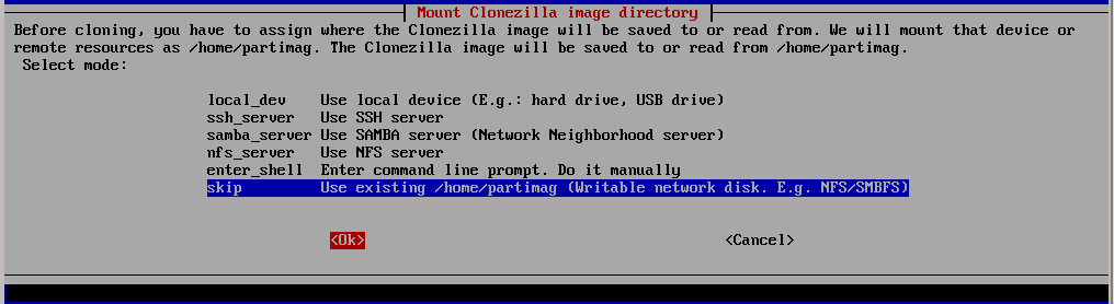 clonezilla skip