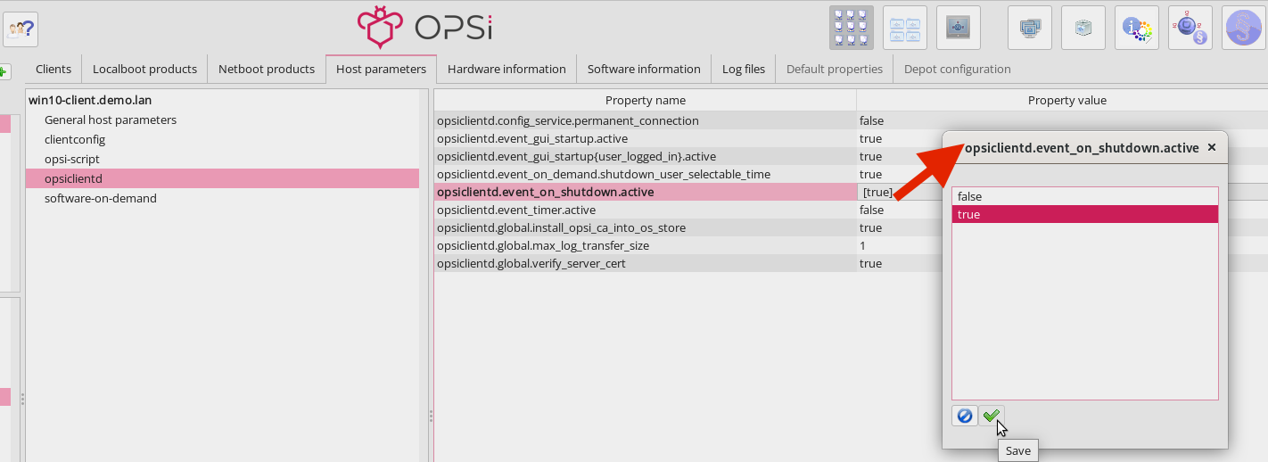 opsi configed hostparameters