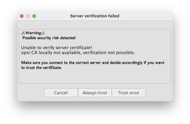 *opsi-configed*: Verifying the opsi CA Certificate