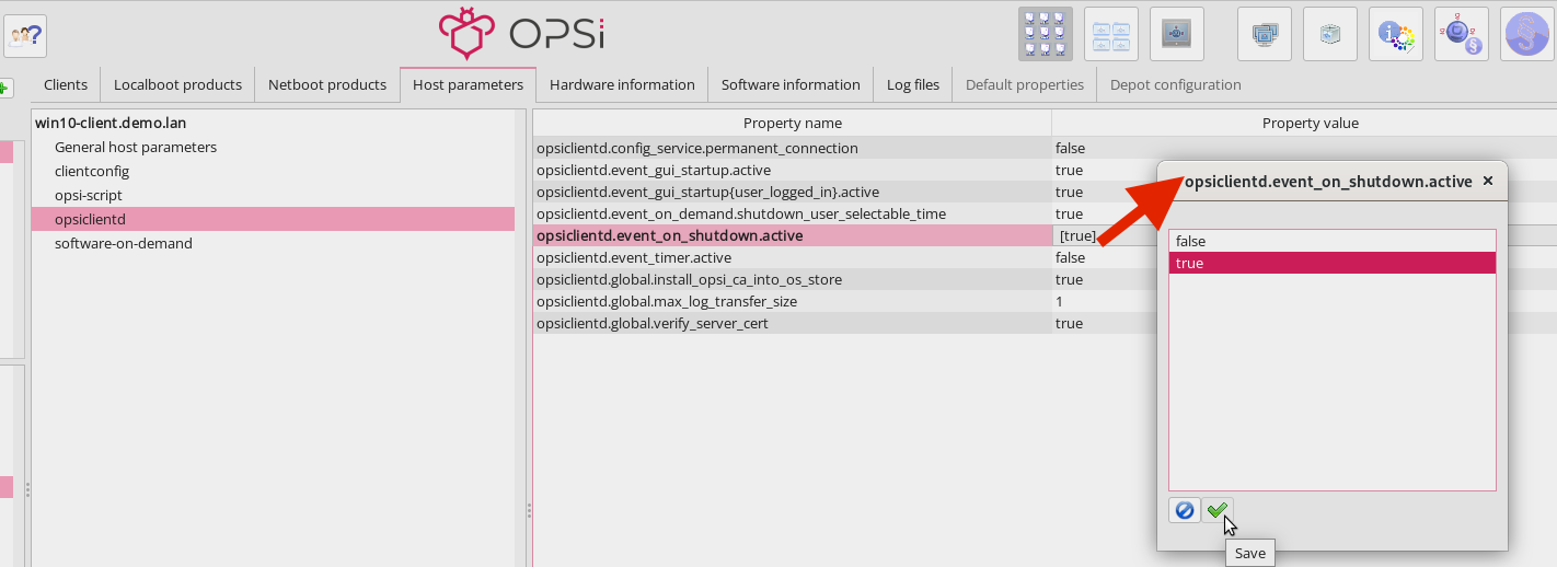 *opsi-configed*: Host Parameters in the Client Configuration