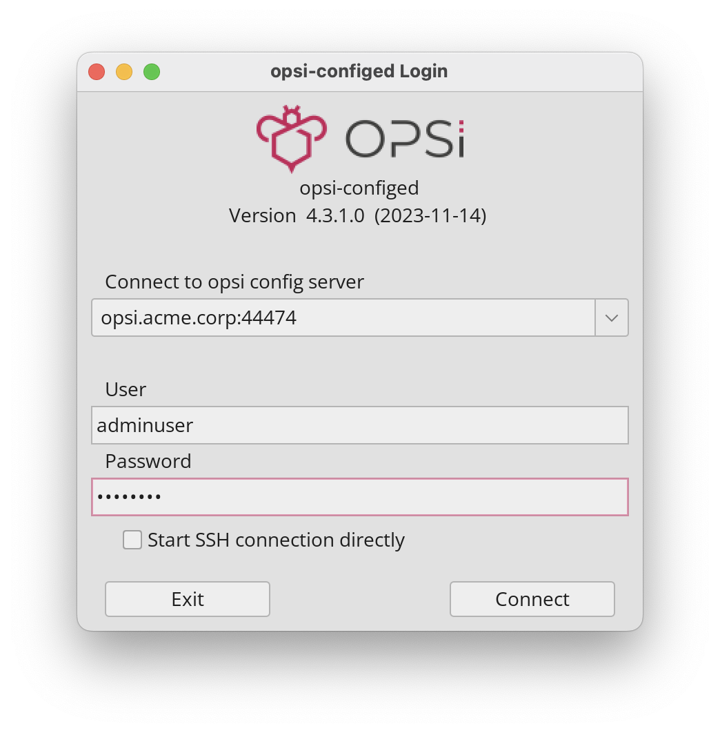 *opsi-configed*: Login