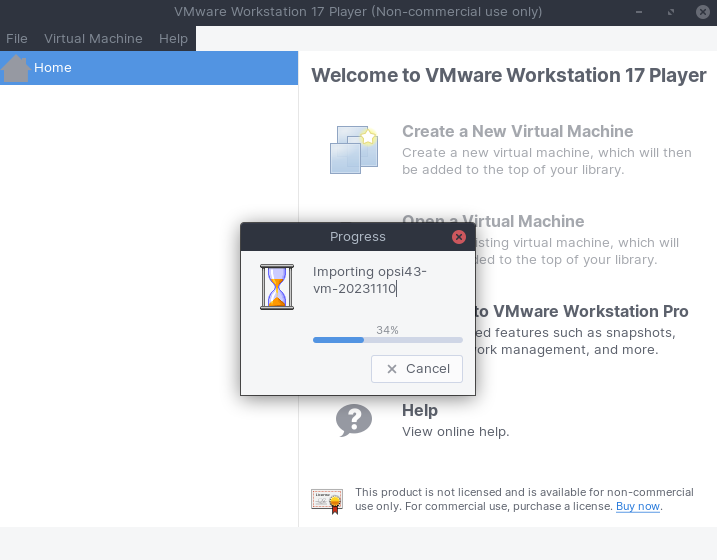 VMware Workstation Player: Importing the Virtual Machine