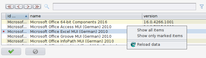 context menu software table