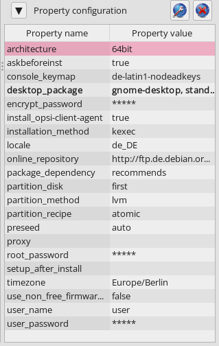 Linux Netboot Product Properties (here: *debian12*)