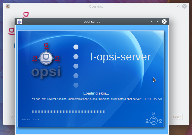 The opsi server installation is running.